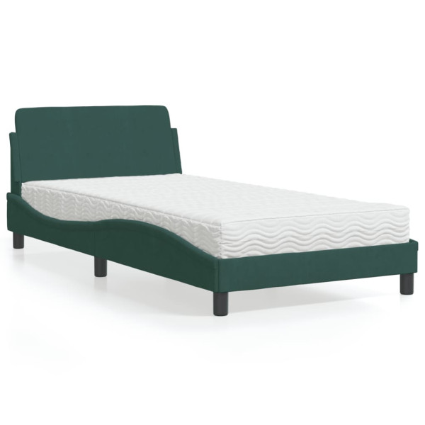 Cama com colchão veludo verde escuro 100x200 cm D