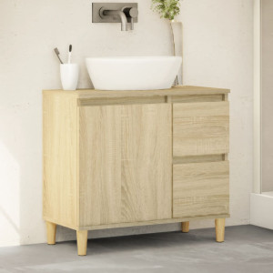 Armario de baño madera contrachapada roble Sonoma 65x33x60 cm D