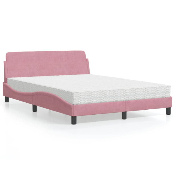Cama com colchão de veludo rosa 140x200 cm D
