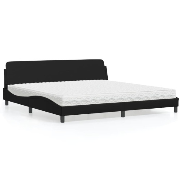 Cama com colchão de couro sintético preto 200x200 cm D