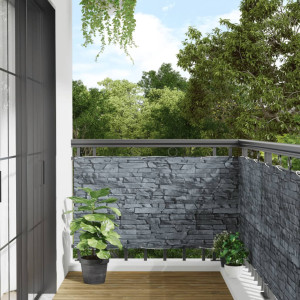 Pantalla de privacidad de jardín PVC look piedra gris 800x75 cm D