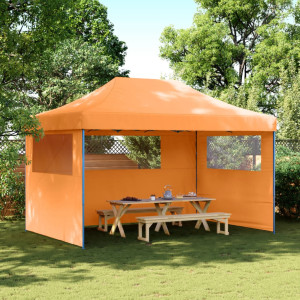 Tenda Pop-Up Dobrável para Festa com 3 Paredes Laterais Laranja D