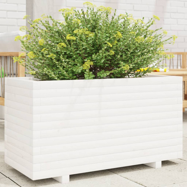 Jardinera madera maciza de pino blanco 90x40x49.5 cm D