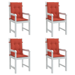 Cojines silla respaldo bajo 4 ud tela rojo melange 100x50x4 cm D