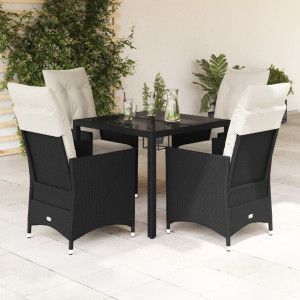 Set de muebles jardín 5 pzas con cojines ratán sintético negro D