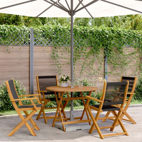 Set de comedor jardín 5 pzas polipropileno madera maciza negro Set de comedor jardín 5 pzas polipropileno madera maciza negro D