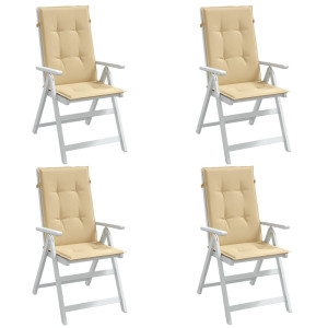 Cojines silla respaldo alto 4 uds tela beige melange 120x50x4cm D