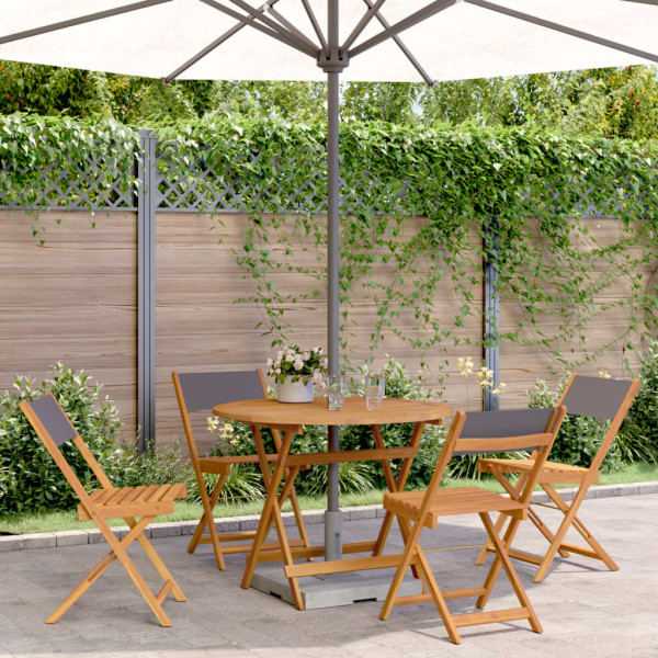 Set de comedor de jardín 5 pzas tela madera maciza antracita Set de comedor de jardín 5 pzas tela madera maciza antracita D
