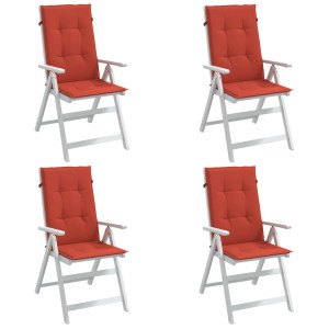 Cojines silla respaldo alto 4 uds tela rojo melange 120x50x4 cm D