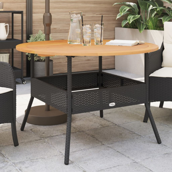 Mesa de jardín superficie madera acacia ratán negro Ø110x71 cm D