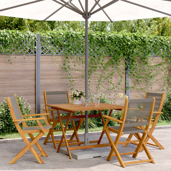 Set de comedor jardín 5 pzas polipropileno madera maciza gris Set de comedor jardín 5 pzas polipropileno madera maciza gris D