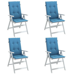 Cojines silla respaldo alto 4 uds tela azul melange 120x50x4 cm D