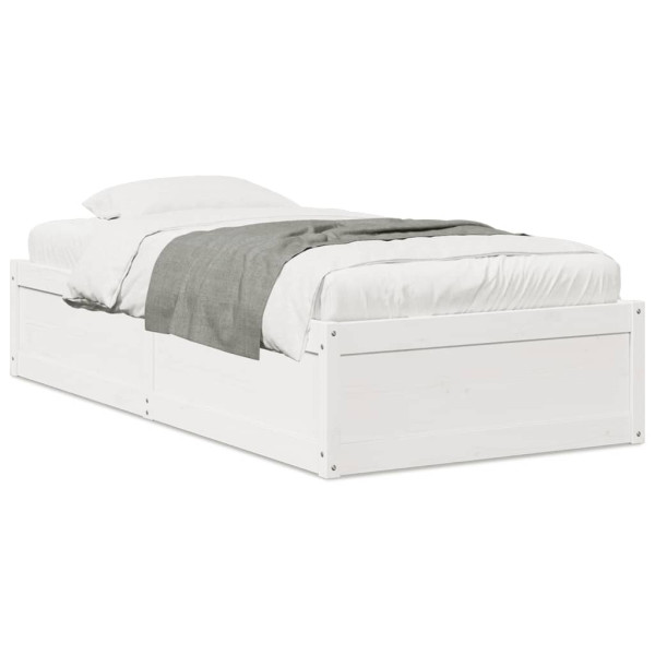 Estrutura de cama em madeira maciça de pinho branco 75x190 cm D