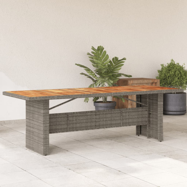 Mesa de jardim superfície acácia madeira rattan cinza 240x90x75 cm D