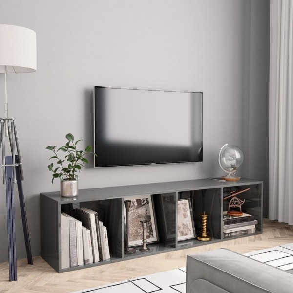 Estantería/mueble para TV gris brillante 143x30x36 cm D