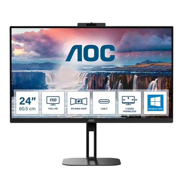 Monitor profesional aoc 24v5cw/bk 23.8'/ full hd/ webcam/ multimedia/ negro D