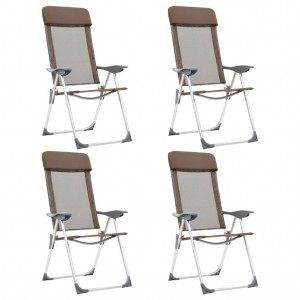Cadeiras de campismo dobráveis 4 unidades de alumínio marrom D