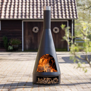 RedFire Chimenea Kingston de acero negro mate 43x120 cm D