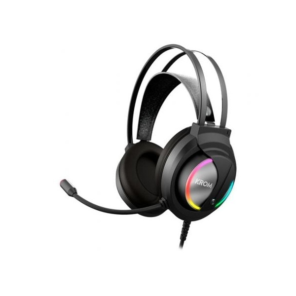 Auriculares gaming con micrófono krom kappa/ jack 3.5/ usb 2.0/ negros D