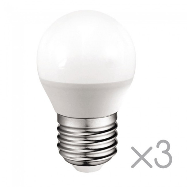 Pacote 3 lâmpadas LED esféricas E27 5.2W (luz neutra) D