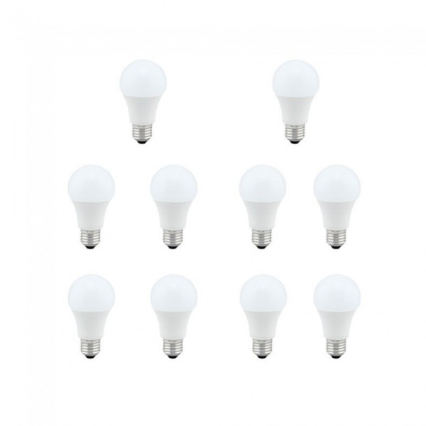 Pacote de 10 lâmpadas LED E27 padrão (5W - 3000K) D
