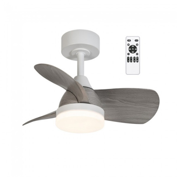 Ventilador de teto LED Borse Mini Branco+Cinza CCT Dim (18W) D