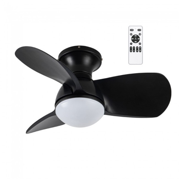 Ventilador de teto LED Mancado Preto CCT Dim (20W) D