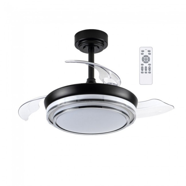 Ventilador LED lâminas dobráveis Mesina Mini CCT Dim preto (46W) D