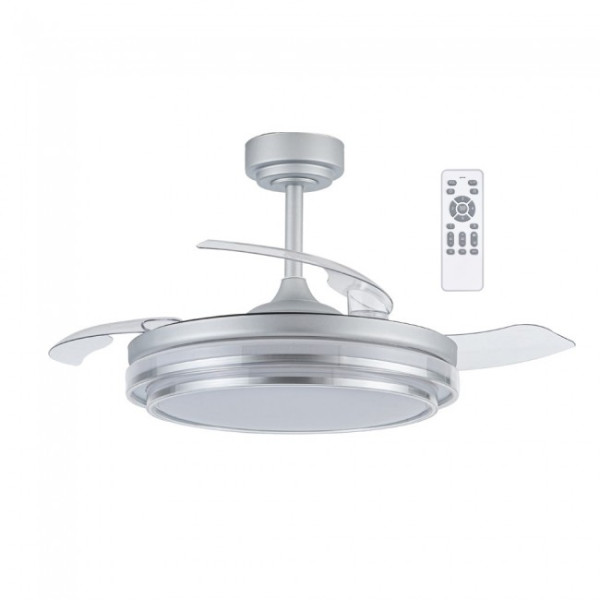 Ventilador de lâmina dobrável Messina Silver CCT Dim LED (72W) D