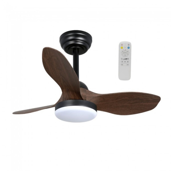 Ventilador LED Cavil Mini S Negro+Madera CCT Dim (20W) D