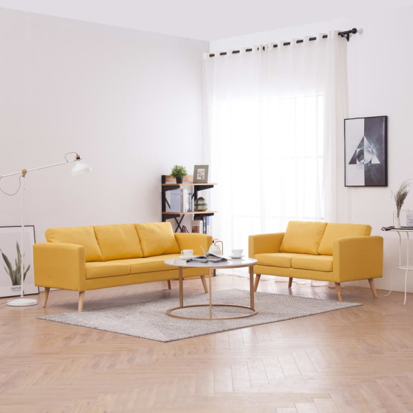 Conjunto de sofás 2 piezas tela amarillo D