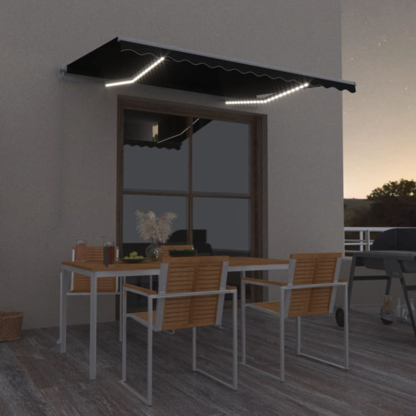Toldo manual retráctil con LED antracita 350x250 cm Toldo manual retráctil con LED antracita 350x250 cm D