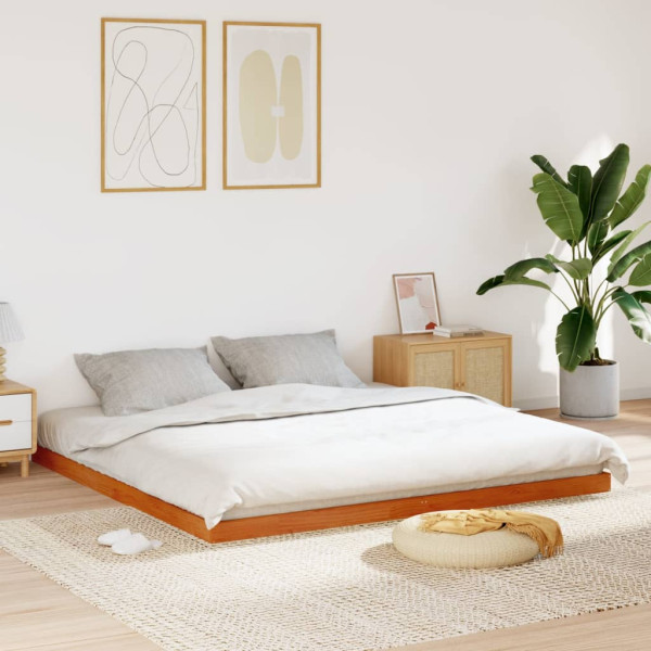 Estructura de cama madera maciza pino marrón cera 180x200 cm Estructura de cama madera maciza pino marrón cera 180x200 cm D