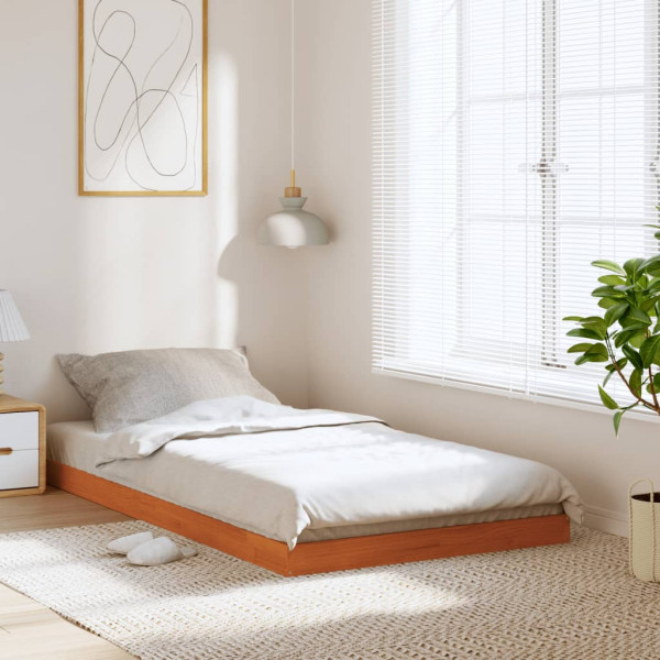 Estructura de cama madera maciza de pino marrón cera 75x190 cm Estructura de cama madera maciza de pino marrón cera 75x190 cm D