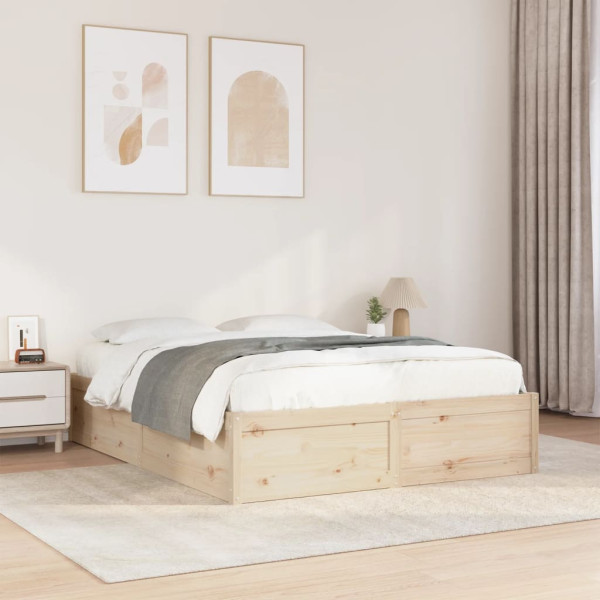 Estructura de cama de madera maciza de pino 140x190 cm Estructura de cama de madera maciza de pino 140x190 cm D