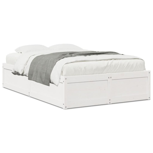 Estructura de cama madera maciza de pino blanco 120x190 cm Estructura de cama madera maciza de pino blanco 120x190 cm D