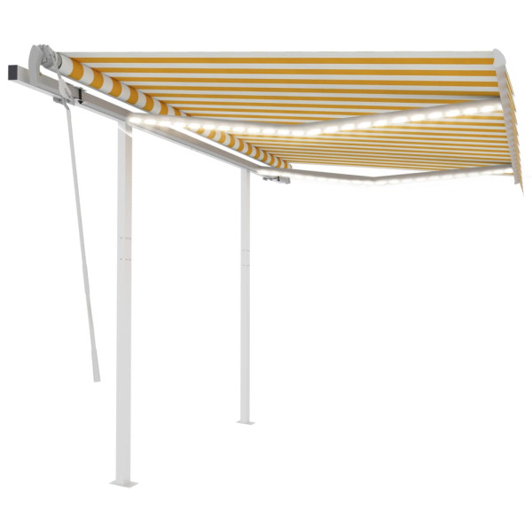 Toldo manual retráctil con luz LED amarillo y blanco 3.5x2.5 m Toldo manual retráctil con luz LED amarillo y blanco 3.5x2.5 m D