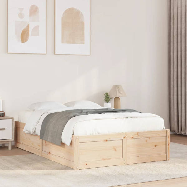 Estructura de cama madera maciza de pino 135x190 cm Estructura de cama madera maciza de pino 135x190 cm D