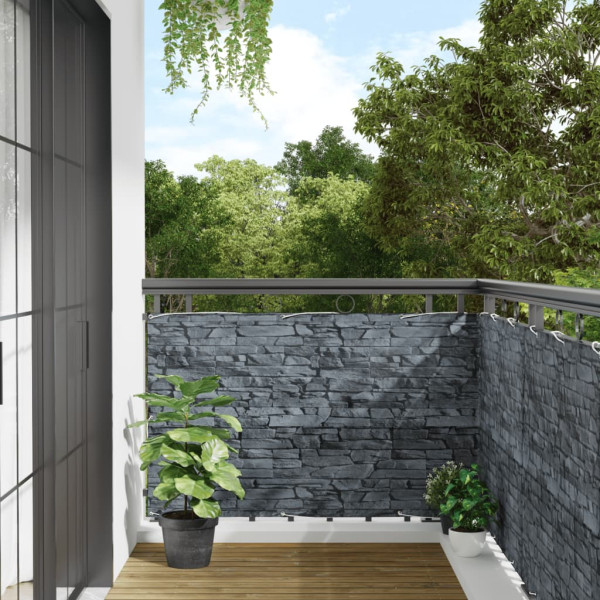 Pantalla de privacidad de jardín PVC look piedra gris 600x90 cm D