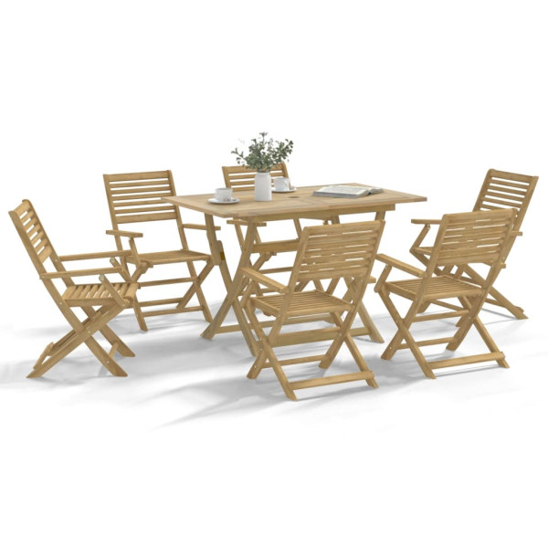 Juego de comedor para jardín 7 piezas madera maciza acacia D