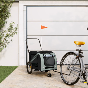 Trailer de bicicleta para animais de estimação em ferro tecido Oxford cinza preto D