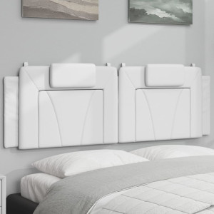 Cabeça de cama acolchoado couro sintético branco 160 cm D