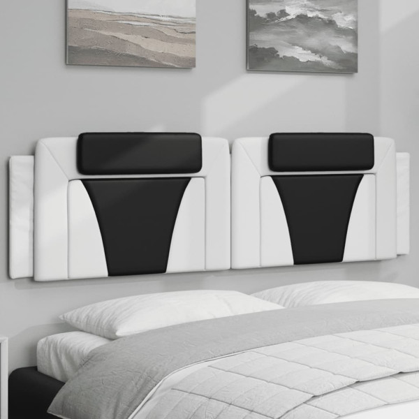 Cabecero de cama acolchado cuero sintético blanco negro 180 cm D