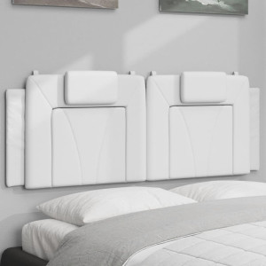 Cabecero de cama acolchado cuero sintético blanco 140 cm D