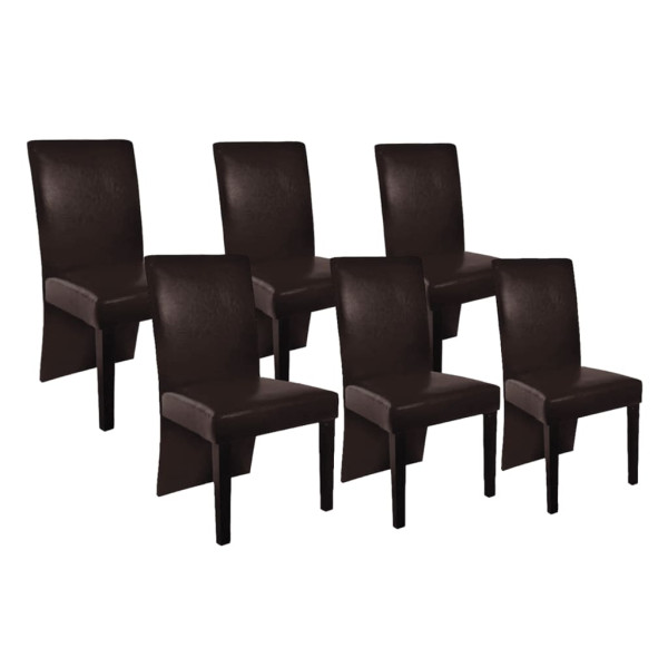 Sillas de comedor 6 unidades cuero artificial marrón oscuro D