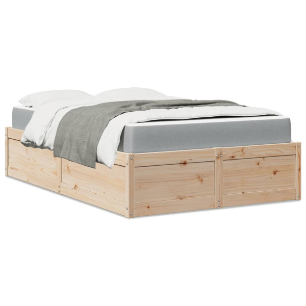 Cama com colchão de madeira maciça de pinheiro 140x190 cm D