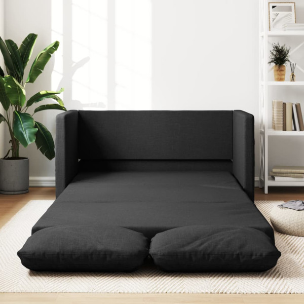 Sofá cama de suelo 2 en 1 tela negro 112x174x55 cm D