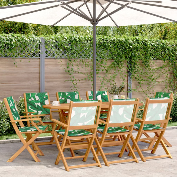 Cadeiras reclináveis de jardim 8 unidades em madeira maciça e tecido verde D