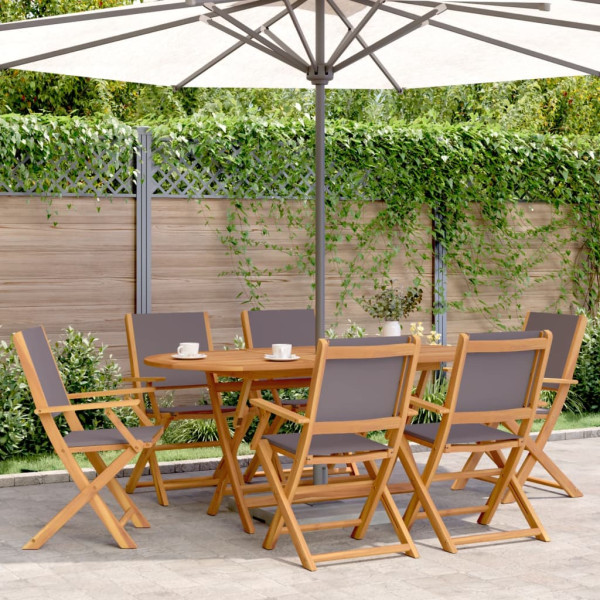 Cadeiras dobráveis de jardim 6 unidades de madeira maciça e tecido antracite D
