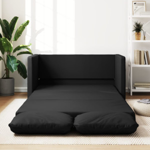 Sofá-cama 2 em 1 couro sintético preto 112x174x55 cm D